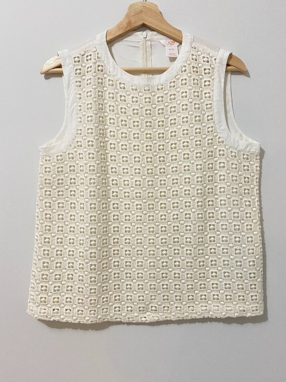 Crochet Sleeveless Cream White Tank Top Cropped Summer Sheer Vacation Beach Euro